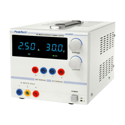 PeakTech Napajanje 6035D, 0-30VDC, 0-2.5ADC, 5/12V/0.5A