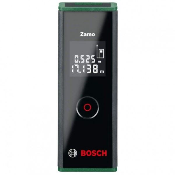 Zamo III Bosch - Prilagodljivi laserski daljinomer precizno meri rastojanja do 20 m. Novi interfejs obuhvata trakasti, točkasti i linijski adapter za različite namene. Za merenje rastojanja, predmeta i površina, kao i za nivelisanje predmeta na zidu. Osobine i prednosti: Prilagodljivi laserski daljinomer precizno meri rastojanja do 20 m Novi interfejs obuhvata trakasti, točkasti i linijski adapter za različite namene Za merenje rastojanja, predmeta i površina, kao i za nivelisanje predmeta na zidu Naročito pogodan za merenje samostojećih predmeta i nepravilnih površina Jednostavno upravljanje pomoću jednog dugmeta nudi lakoću korišćenja Karakteristike: Dioda lasera 635 nm Klasa lasera 2 Merno područje 0,15 – 20,00 m Tačnost merenja, tip. ± 3,0 mm Vreme merenja, tip. 0,5 s Vreme merenja, maks. 4 s Baterija 2 x 1.5 V LR03 (AAA) Automatsko isključenje 5 min Težina 0,09 kg Bosch funkcije: Obračun površina i volumena Trajno merenje Merenje dužine Prilagodljivi sistem Merenje obima Zamo III Bosch obim isporuke: Bosch Zamo III Baterije 2 x 1,5 V LR03 (AAA)